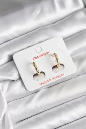 14K Gold Renk Kaplama Zirkon Taşlı Halka Model CM Kadın Küpe - TJ-BKP11418