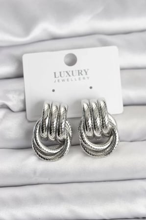 Gümüş Renk Halka Modelli Pirinç Kadın Küpe - TJ-BKP11351