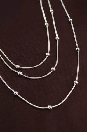 316L Çelik Gümüş Renk Minimal Topçuk Model Çoklu Kolye - TJ-BKO6332