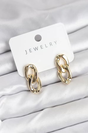 Pirinç Gold Renk Zincir Model Kadın Küpe - TJ-BKP11233