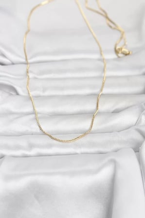 CM 14K Gold Renk İnce Kare Zincirli Model 60 cm Kadın Kolye - TJ-BKO10956