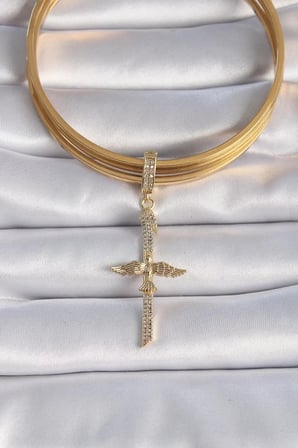 Pirinç Gold Renk Zirkon Taş Detaylı Elif Model Anka Kuşu Figür Ajda Charm - TJ-BC1013