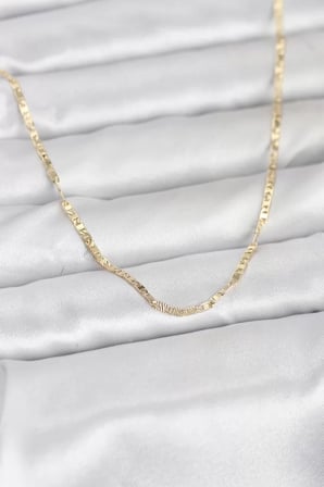 CM 14K Gold Renk Yassı Zincir Model 60 cm Kadın Kolye - TJ-BKO10946