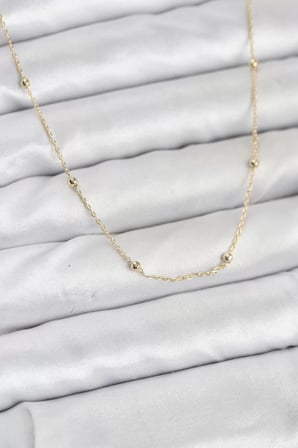 CM 14K Gold Renk Minik Top Zincirli Kadın Kolye - TJ-BKO10920