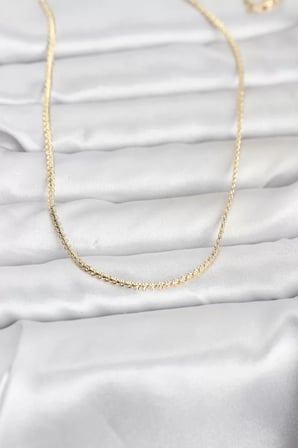 CM 14K Gold Renk Yassı Zincir Model 60 cm Kadın Kolye - TJ-BKO10965