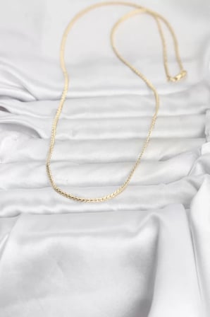 CM 14K Gold Renk Yassı Zincir Model 60 cm Kadın Kolye - TJ-BKO10965