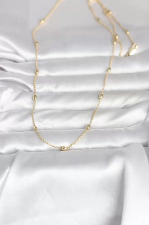 CM 14K Gold Renk Damla Topçuk Model Zincirli 60 cm Kadın Kolye - TJ-BKO10980