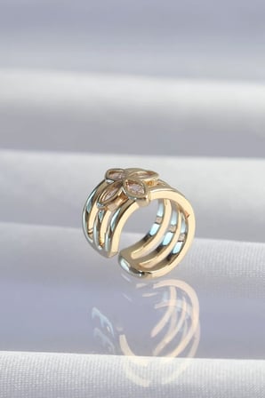 Pirinç Gold Renk Yonca Earcuff Küpe - TJ-BKP9331