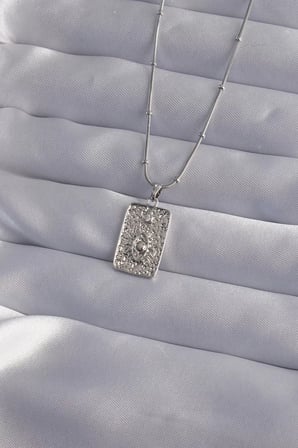 316L Çelik Zincir Gümüş Renk Lazer İşlemeli Göz Figür Tarot Kolye - TJ-BKO9018