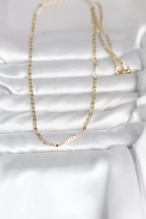 CM 14K Gold Renk Yassı Zincir Model 60 cm Kadın Kolye - TJ-BKO10984