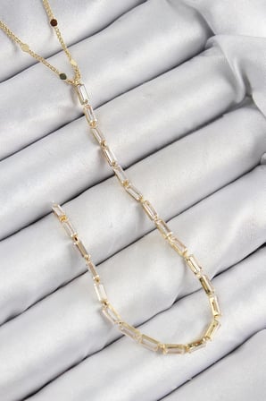 Pirinç Zirkon Taşlı Model Gold Renk Y Kolye - TJ-BKO10450