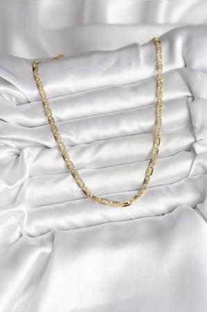 14K Gold Renk Kaplama Plaka Ezme Model Zincirli CM Kadın Kolye - TJ-BKO10743