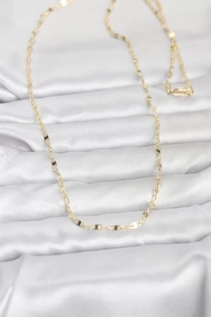 CM 14K Gold Renk Yassı Gemici Zincir Model 60 cm Kadın Kolye - TJ-BKO10967