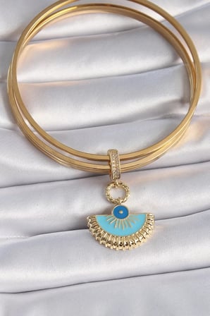 Pirinç Gold Renk Nazar Boncuklu Ajda Charm - TJ-BC1010