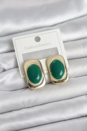Yeşil Renk Kare Model Vintage Kadın Küpe - TJ-BKP11659