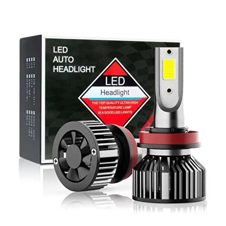 H11 Mini/slim Şimşek LED Xenon Far Ampul 12.000LM 6.500K Beyaz Renk, Fan Soğutuculu