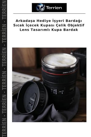 Arkadaşa Hediye İşyeri Bardağı Sıcak İçecek Kupası Çelik Objektif Lens Tasarımlı Kupa Bardak