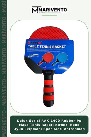 Delux Serisi RAK-1400 Rubber-Pp Masa Tenis Raketi Kırmızı Renk Oyun Ekipmanı Spor Aleti Antrenman