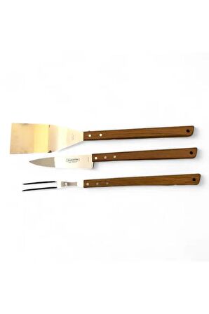 TRAMONTINA 26444 Barbekü 46cm Servis Bıçağı, Barbekü 46cm Servis Çatalı ve Barbekü 48cm Spatula