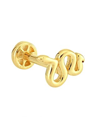 Yılan Altın Tragus Piercing 14 Ayar Sarı