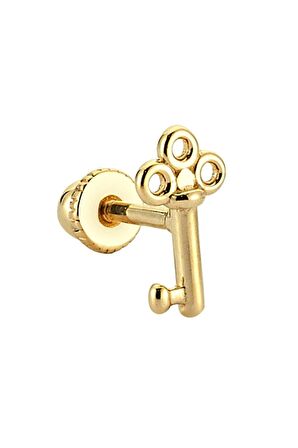 Anahtar Altın Helix/Kıkırdak Piercing 14 Ayar Rose