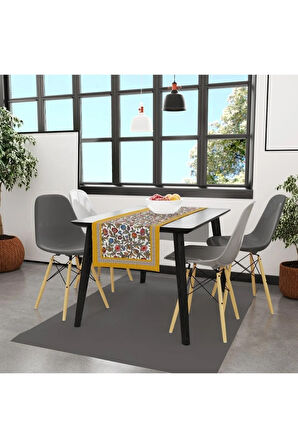 Colorful Flowers Runner 140x45cm Renkli Çiçek, Ince Keten Uluslararası Yıkama Ve Solmama Sertifikası