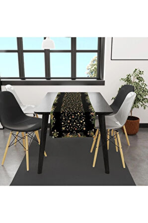 Ancient People And Flowers Runner, 140x45cm (ince Keten, Uluslararası Yıkama Ve Solmama Sertifikası)