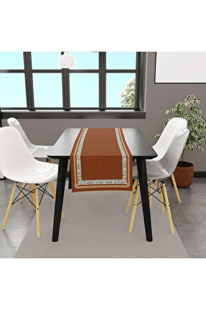 Kahverengi Runner 140x45cm ( Ince Keten, Uluslararası Yıkama Ve Solmama Sertifikası)