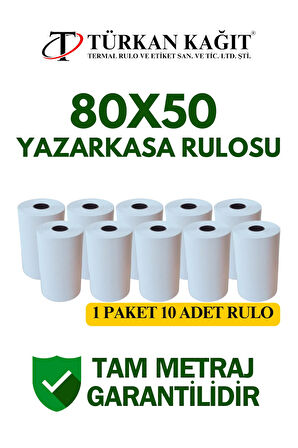 80x50 Termal Rulo - Yazarkasa Adisyon Rulosu 1 Paket 10 Adet