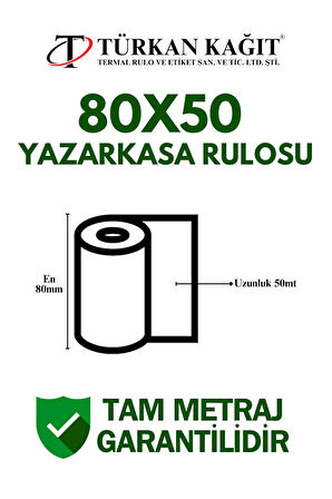 80x50 Termal Rulo - Yazarkasa Adisyon Rulosu 1 Paket 10 Adet