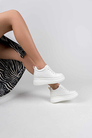 Alexis Premium Kadın Gizli Topuk Beyaz Spor Ayakkabı