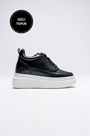 Alexis Premium Kadın Gizli Topuk Siyah Beyaz Spor Ayakkabı