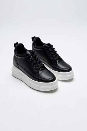 Alexis Premium Kadın Gizli Topuk Siyah Beyaz Spor Ayakkabı