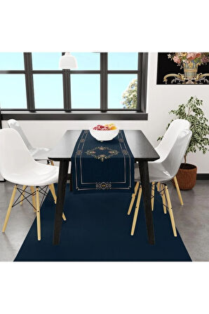 Flower Framed Runner 140x45cm ( Ince Keten, Uluslararası Yıkama Ve Solmama Sertifikası)