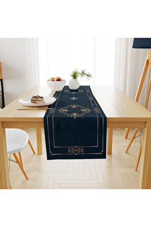 Flower Framed Runner 140x45cm ( Ince Keten, Uluslararası Yıkama Ve Solmama Sertifikası)