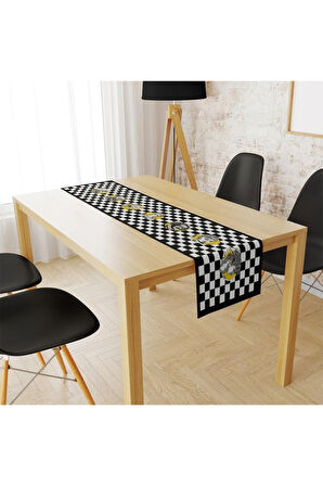 Fabulous People Runner 140x45cm Ünlü Kişiler, Ince Keten, Uluslararası Yıkama Ve Solmama Sertifikası