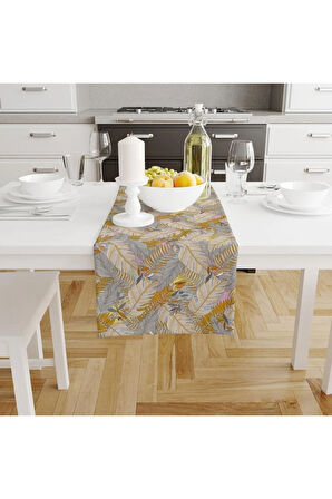 Autumn Leaves Runner, 140x45cm (ince Keten, Uluslararası Yıkama Ve Solmama Sertifikası)