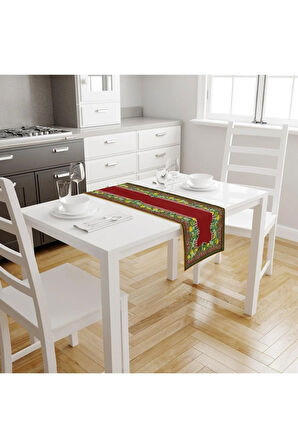 Renkli Limon Desenli Runner 140x45cm ( Ince Keten, Uluslararası Yıkama Ve Solmama Sertifikası)