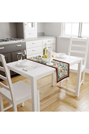 Colorful Leaves Runner 140x45cm ( Ince Keten, Uluslararası Yıkama Ve Solmama Sertifikası)