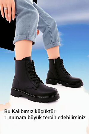 Siyah Rugan Martines Kauçuk Taban Bot