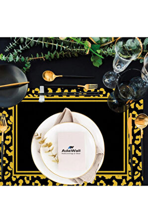 Siyah Büst Detaylı Amerikan Servis 4'lü Set 35x50cm (Keten, Ulusl. Yıkama Ve Solmama Sertifikası)