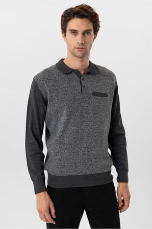 Koyu Kahve Regular Armürlü Polo Yaka Triko
