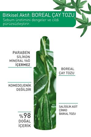 YVES ROCHER Karma ve Yağlı Ciltler için Sebo Pure Vegetal Antioksidan Yağ Dengeleyici Serum-Çinko