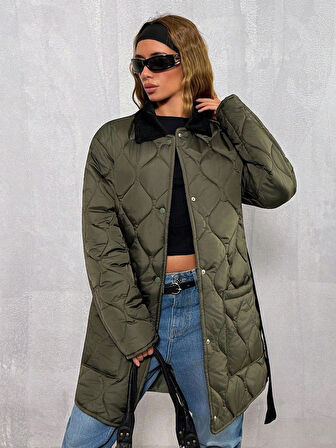 kadife yaka kapitone mont