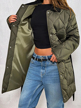 kadife yaka kapitone mont