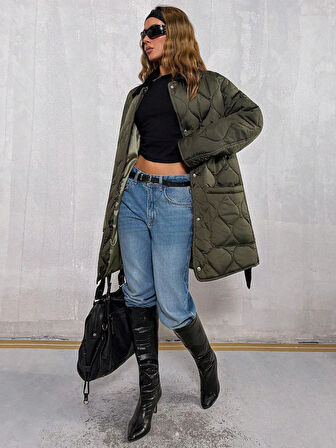 kadife yaka kapitone mont