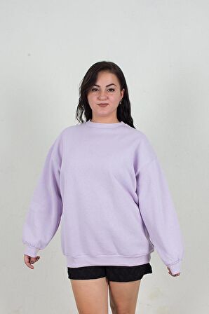 Truva Xxl Büyük Beden İçi Şardonlu Sweat Lila  S007