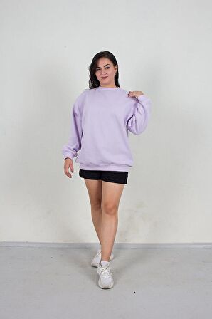 Truva Xxl Büyük Beden İçi Şardonlu Sweat Lila  S007