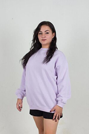 Truva Xxl Büyük Beden İçi Şardonlu Sweat Lila  S007