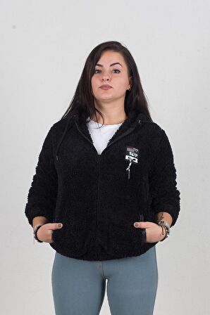 Truva Xxl Büyük Beden Yarım Fermuar Sweat Siyah S014